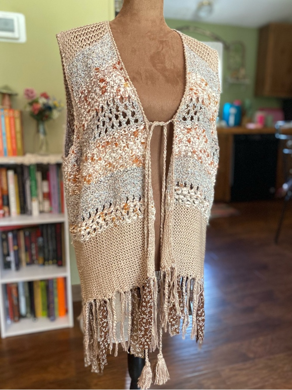 Boho multicolor stripe knit vest